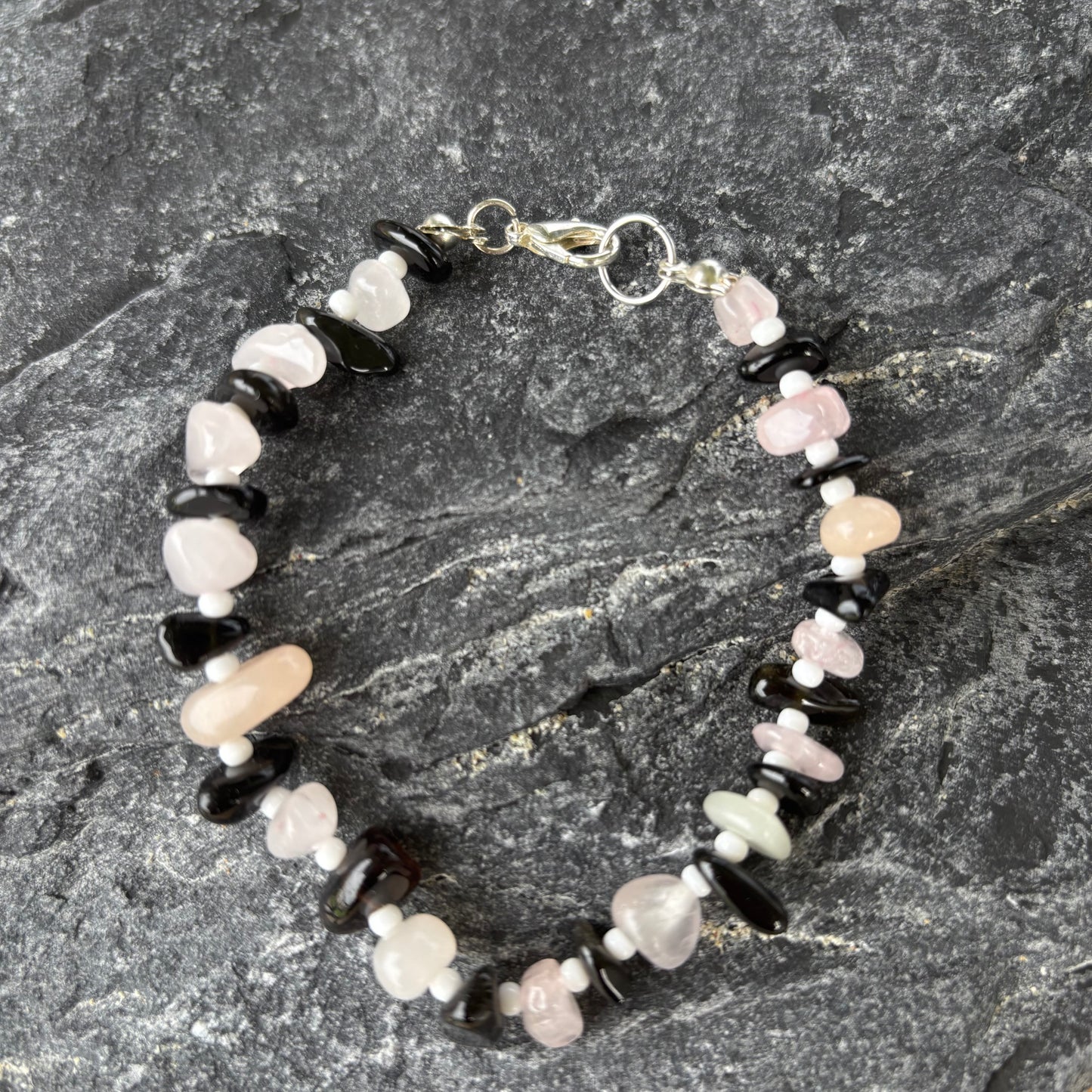Rosenquarz Obsidian Armband