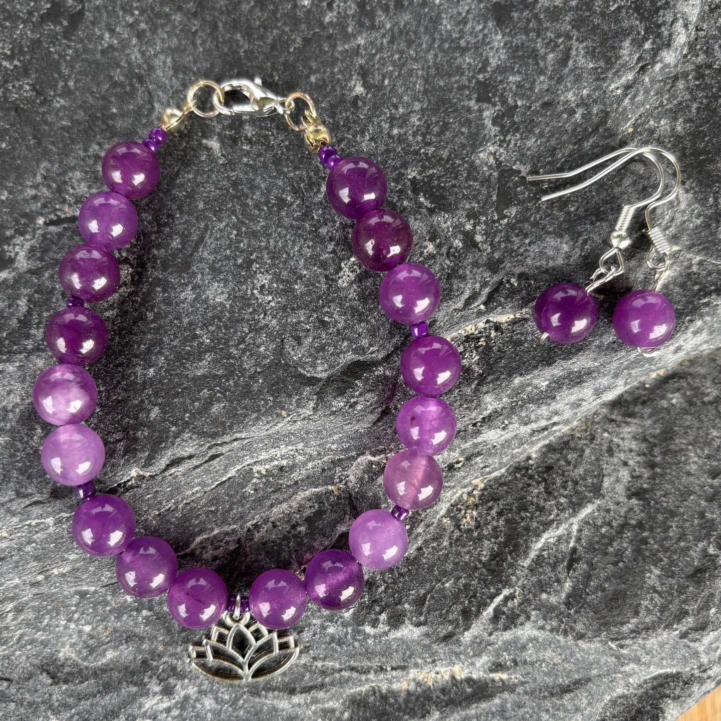 Amethyst Armband und Ohrringe Set